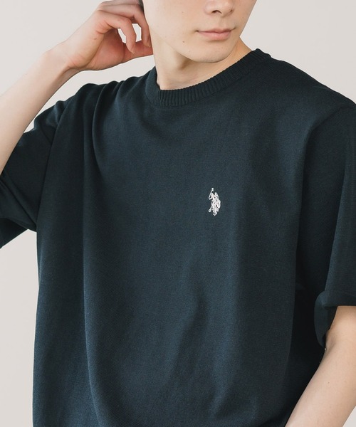 U.S. POLO ASSN.（ユーエスポロアッスン）の「U.S. POLO ASSN./ユーエスポロアッスン クルーショートスリーブニットTシャツ（Tシャツ/カットソー・メンズ・ライトベージュ/オフホワイト/ネイビー/ブラック・LL/M/L）」の2枚目の写真