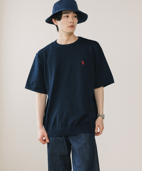 U.S. POLO ASSN.（ユーエスポロアッスン）の「U.S. POLO ASSN./ユーエスポロアッスン クルーショートスリーブニットTシャツ（Tシャツ/カットソー・メンズ・ライトベージュ/オフホワイト/ネイビー/ブラック・LL/M/L）」の16枚目の写真