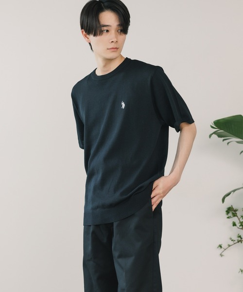 U.S. POLO ASSN.（ユーエスポロアッスン）の「U.S. POLO ASSN./ユーエスポロアッスン クルーショートスリーブニットTシャツ（Tシャツ/カットソー・メンズ・ライトベージュ/オフホワイト/ネイビー/ブラック・LL/M/L）」の11枚目の写真
