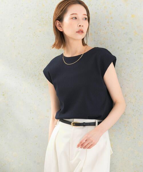 URBAN RESEARCH ROSSO WOMEN（アーバンリサーチ　ロッソ）の「汗染防止 フレンチリブTシャツ（Tシャツ/カットソー・レディース・モカ/オフホワイト/レッド/ブルー系その他/ブルー/グリーン・FREE）」の5枚目の写真
