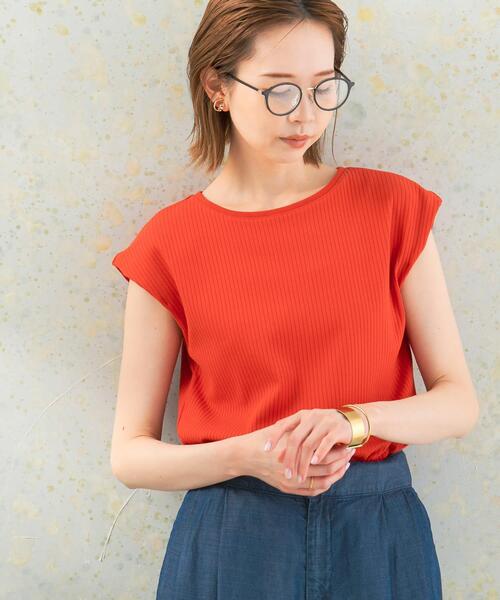 URBAN RESEARCH ROSSO WOMEN（アーバンリサーチ　ロッソ）の「汗染防止 フレンチリブTシャツ（Tシャツ/カットソー・レディース・モカ/オフホワイト/レッド/ブルー系その他/ブルー/グリーン・FREE）」の6枚目の写真