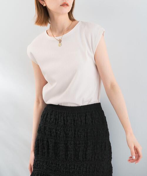 URBAN RESEARCH ROSSO WOMEN（アーバンリサーチ　ロッソ）の「汗染防止 フレンチリブTシャツ（Tシャツ/カットソー・レディース・モカ/オフホワイト/レッド/ブルー系その他/ブルー/グリーン・FREE）」の2枚目の写真