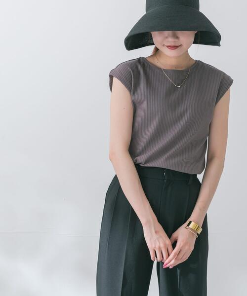 URBAN RESEARCH ROSSO WOMEN（アーバンリサーチ　ロッソ）の「汗染防止 フレンチリブTシャツ（Tシャツ/カットソー・レディース・モカ/オフホワイト/レッド/ブルー系その他/ブルー/グリーン・FREE）」の3枚目の写真