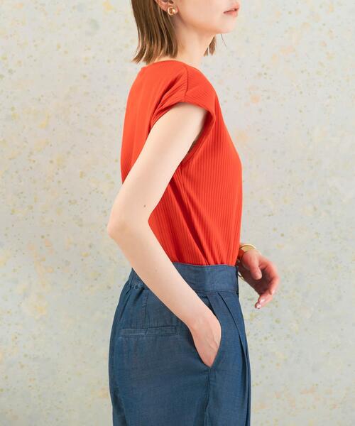 URBAN RESEARCH ROSSO WOMEN（アーバンリサーチ　ロッソ）の「汗染防止 フレンチリブTシャツ（Tシャツ/カットソー・レディース・モカ/オフホワイト/レッド/ブルー系その他/ブルー/グリーン・FREE）」の12枚目の写真