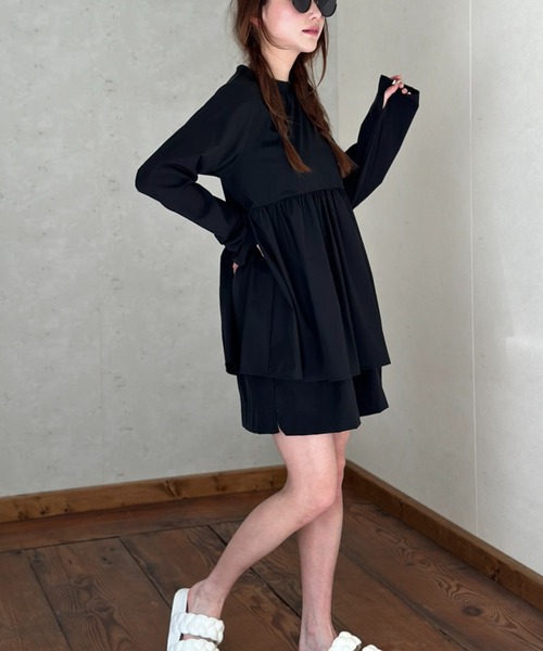 セール】ラッシュガードペプラムロングスリーブプルオーバー（ラッシュ