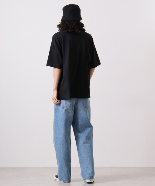 SMILEY FACE(スマイリーフェイス)の「SMILEY FACE サガラ刺繍 オーバーサイズTシャツ UVカット&COOL&DRY 半袖(Tシャツ/カットソー・メンズ・ホワイト/ネイビー/ブラック/ライトグリーン/レモンイエロー/スミクロ/グレイッシュブルー/オフホワイト・LL/M/L)」の19枚目の写真