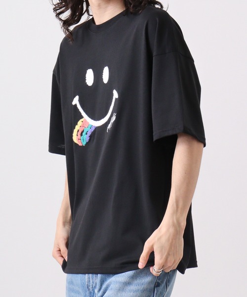 セール】SMILEY FACE サガラ刺繍 オーバーサイズTシャツ UV