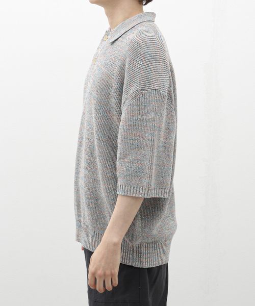 EDIFICE(エディフィス)の「LA BOUCLE (ラブークル) シルクリネン Space Dyed ポロシャツ(ポロシャツ・メンズ・A/アイボリー・LARGE/MEDIUM)」の5枚目の写真