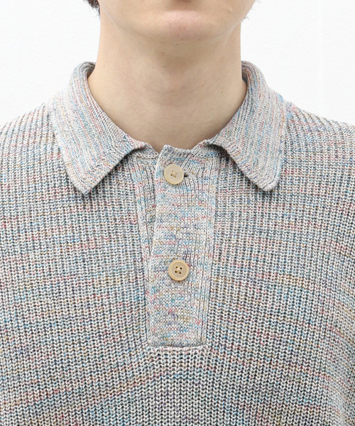 EDIFICE(エディフィス)の「LA BOUCLE (ラブークル) シルクリネン Space Dyed ポロシャツ(ポロシャツ・メンズ・A/アイボリー・LARGE/MEDIUM)」の7枚目の写真