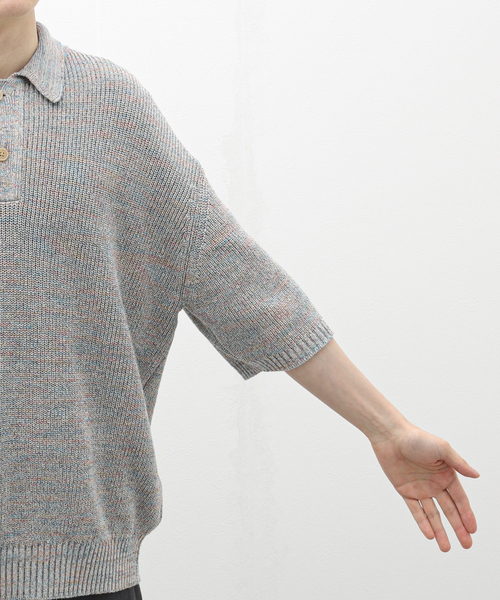 EDIFICE(エディフィス)の「LA BOUCLE (ラブークル) シルクリネン Space Dyed ポロシャツ(ポロシャツ・メンズ・A/アイボリー・LARGE/MEDIUM)」の9枚目の写真