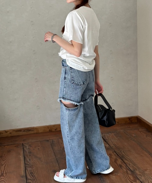 Per sist ence（パーシエンス）の「天竺パールBIGロゴTシャツ（Tシャツ/カットソー・レディース・イエロー/ブラック/オフホワイト・FREE）」の10枚目の写真