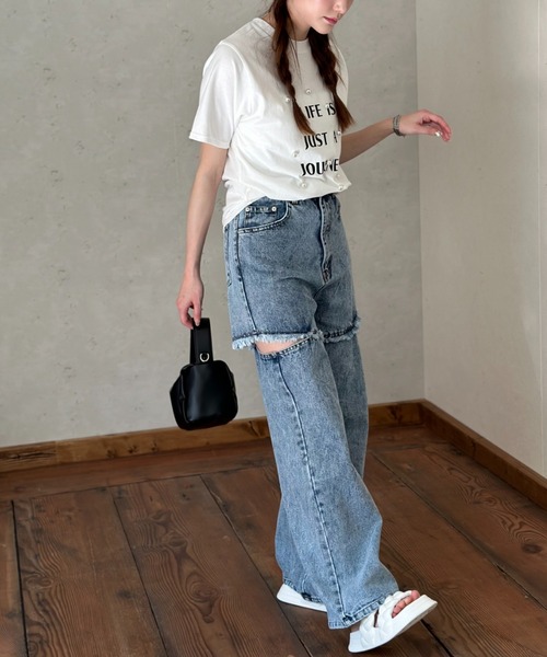 Per sist ence（パーシエンス）の「天竺パールBIGロゴTシャツ（Tシャツ/カットソー・レディース・イエロー/ブラック/オフホワイト・FREE）」の12枚目の写真