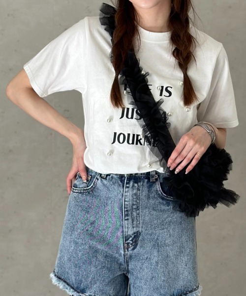 Per sist ence（パーシエンス）の「天竺パールBIGロゴTシャツ（Tシャツ/カットソー・レディース・イエロー/ブラック/オフホワイト・FREE）」の14枚目の写真