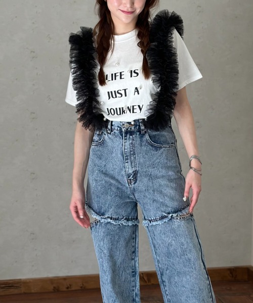 Per sist ence（パーシエンス）の「天竺パールBIGロゴTシャツ（Tシャツ/カットソー・レディース・イエロー/ブラック/オフホワイト・FREE）」の18枚目の写真