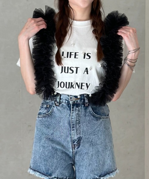 Per sist ence（パーシエンス）の「天竺パールBIGロゴTシャツ（Tシャツ/カットソー・レディース・イエロー/ブラック/オフホワイト・FREE）」の19枚目の写真