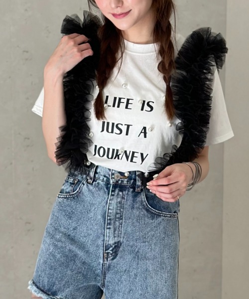 Per sist ence（パーシエンス）の「天竺パールBIGロゴTシャツ（Tシャツ/カットソー・レディース・イエロー/ブラック/オフホワイト・FREE）」の20枚目の写真