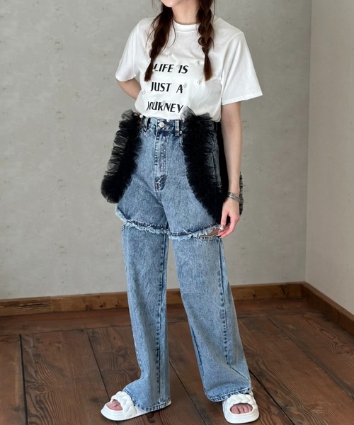 Per sist ence（パーシエンス）の「天竺パールBIGロゴTシャツ（Tシャツ/カットソー・レディース・イエロー/ブラック/オフホワイト・FREE）」の22枚目の写真