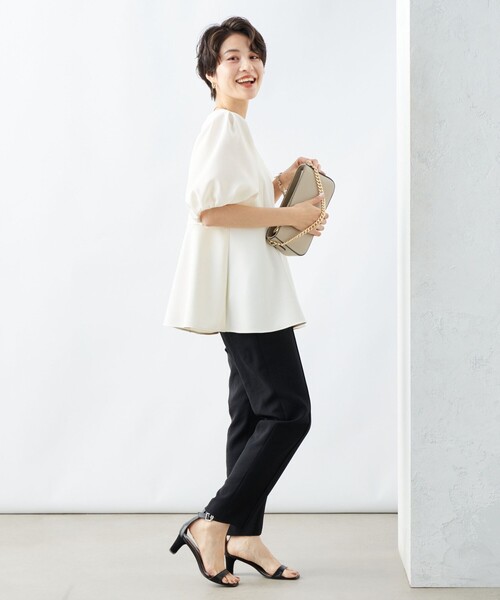 NOLLEY’S Sophi(ノーリーズソフィ)の「ジャージ×シアースリーブプルオーバーカットソー(Tシャツ/カットソー・レディース・オフホワイト/ブラック・36/38)」の18枚目の写真