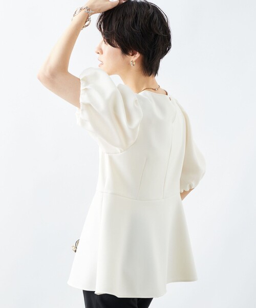 NOLLEY’S Sophi(ノーリーズソフィ)の「ジャージ×シアースリーブプルオーバーカットソー(Tシャツ/カットソー・レディース・オフホワイト/ブラック・36/38)」の21枚目の写真
