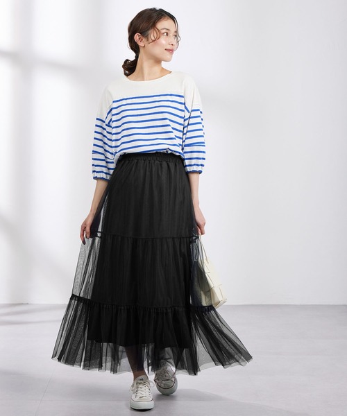 Viola e Viola(ヴィオラエヴィオラ)の「裾切替チュールスカート(スカート・レディース・ブラック/グレー・LARGE/MEDIUM)」の11枚目の写真