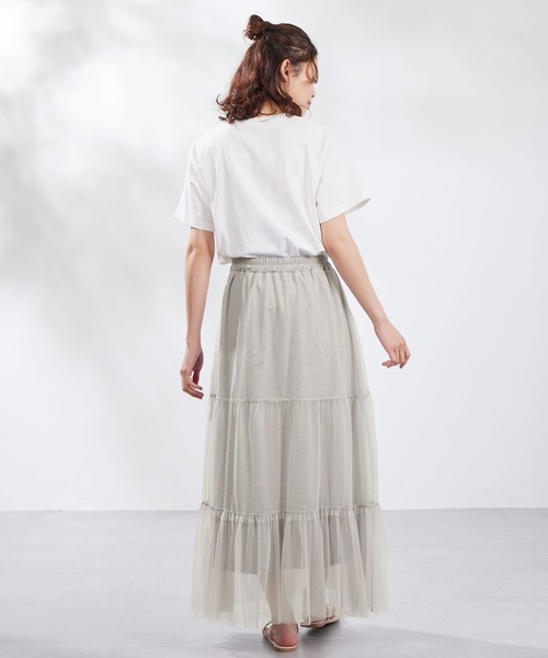 Viola e Viola(ヴィオラエヴィオラ)の「裾切替チュールスカート(スカート・レディース・ブラック/グレー・LARGE/MEDIUM)」の7枚目の写真