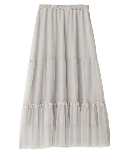 Viola e Viola(ヴィオラエヴィオラ)の「裾切替チュールスカート(スカート・レディース・ブラック/グレー・LARGE/MEDIUM)」の5枚目の写真