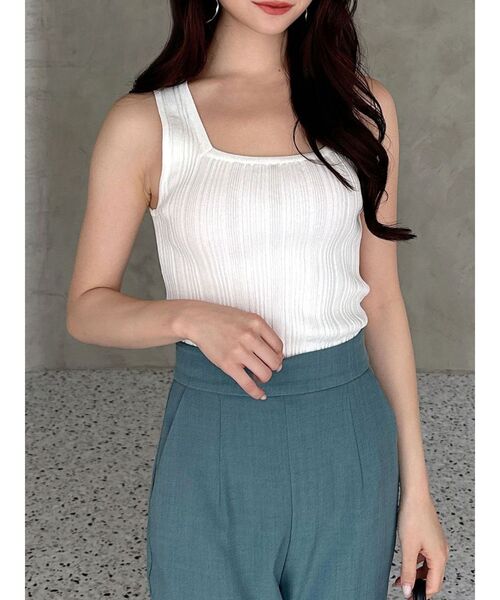 RESEXXY（リゼクシー）の「2WAYリブニットタンク（タンクトップ・レディース・ホワイト/レッド/ブルー/ブラック・FREE）」の2枚目の写真