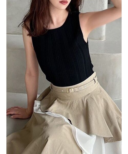 RESEXXY（リゼクシー）の「2WAYリブニットタンク（タンクトップ・レディース・ホワイト/レッド/ブルー/ブラック・FREE）」の3枚目の写真