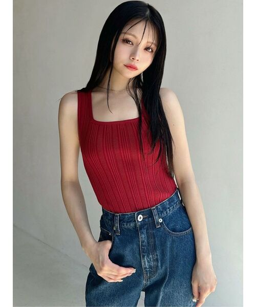 RESEXXY（リゼクシー）の「2WAYリブニットタンク（タンクトップ・レディース・ホワイト/レッド/ブルー/ブラック・FREE）」の7枚目の写真