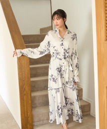 SNIDELHOME UVサテン フリルロングワンピース Amazon.co.jp: [スナイデルホーム] SNIDELHOME UVサテン フリル