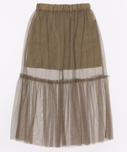 STYLEBLOCK（スタイルブロック）の「TNタフタ×チュールレイヤードスカート（スカート・レディース・ブラック/カーキ/ホワイト系その他・M）」の3枚目の写真