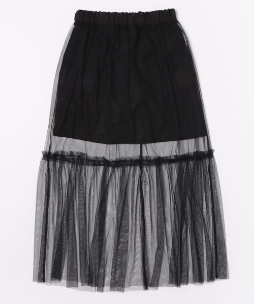 STYLEBLOCK（スタイルブロック）の「TNタフタ×チュールレイヤードスカート（スカート・レディース・ブラック/カーキ/ホワイト系その他・M）」の9枚目の写真