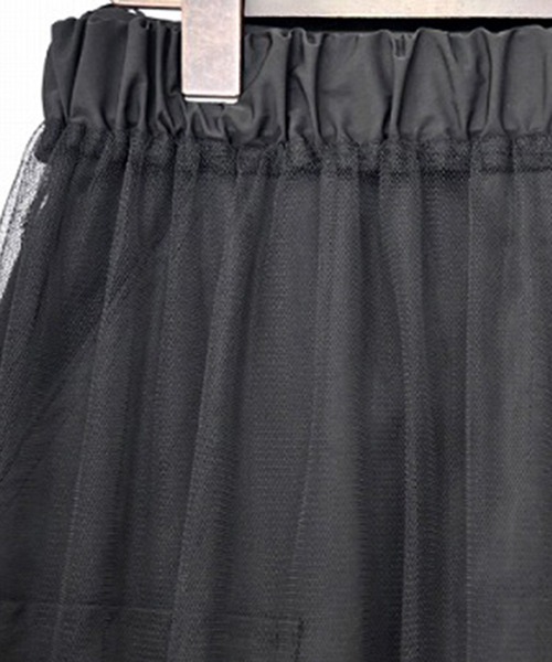 STYLEBLOCK（スタイルブロック）の「TNタフタ×チュールレイヤードスカート（スカート・レディース・ブラック/カーキ/ホワイト系その他・M）」の6枚目の写真