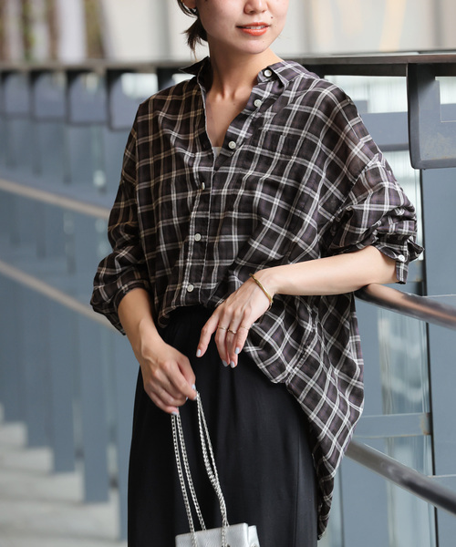 JOURNAL STANDARD　コットンローンチェックオーバーサイズシャツ コットンローンチェックオーバーサイズシャツ（シャツ/ブラウス