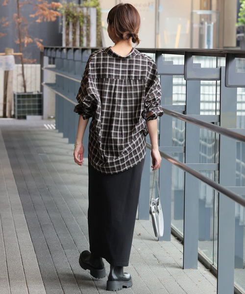 コットンローンチェックオーバーサイズシャツ（シャツ/ブラウス