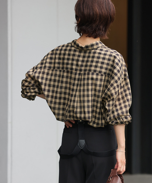 コットンローンチェックオーバーサイズシャツ（シャツ/ブラウス