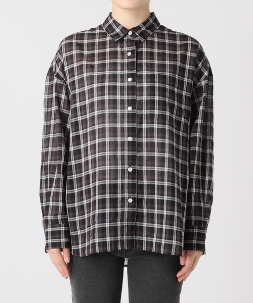 コットンローンチェックオーバーサイズシャツ（シャツ/ブラウス