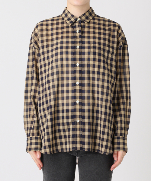コットンローンチェックオーバーサイズシャツ（シャツ/ブラウス