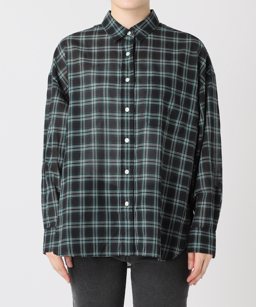 コットンローンチェックオーバーサイズシャツ（シャツ/ブラウス
