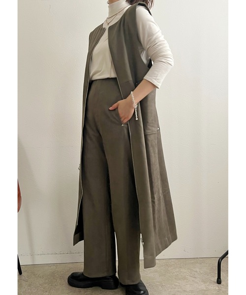 palm RICHE(ポームリシュ)の「前後2WAY スエポンジレ(ジャンパースカート・レディース・ブラック/オリーブ・M)」の15枚目の写真
