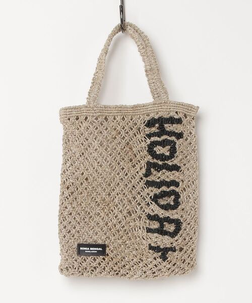 MAISON mou（メゾンムー）の「【SONIA BENGAL/ソニアベンガル】手編みシーグラス・LETTER TOTE（トートバッグ・レディース・ピンク系その他/イエロー/ネイビー/ナチュラル・FREE）」の2枚目の写真