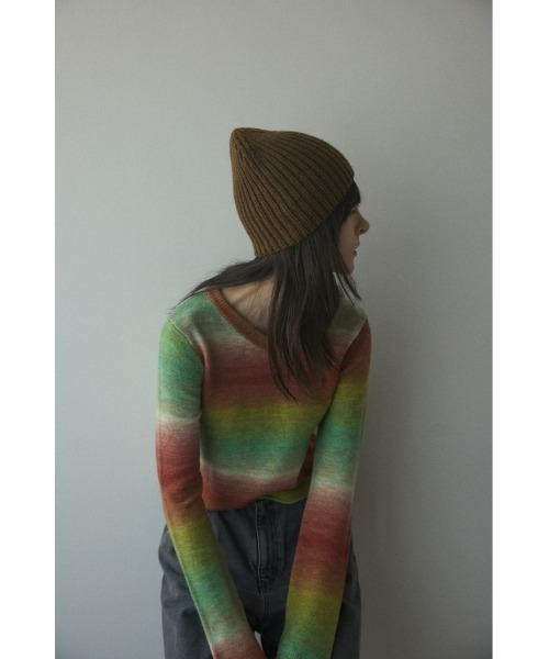 BLACK BY MOUSSY(ブラックバイマウジー)の「knit hat(ニットハット)(ニットキャップ/ビーニー・レディース・ブラック/カーキ/グレー/パープル・FREE)」の17枚目の写真