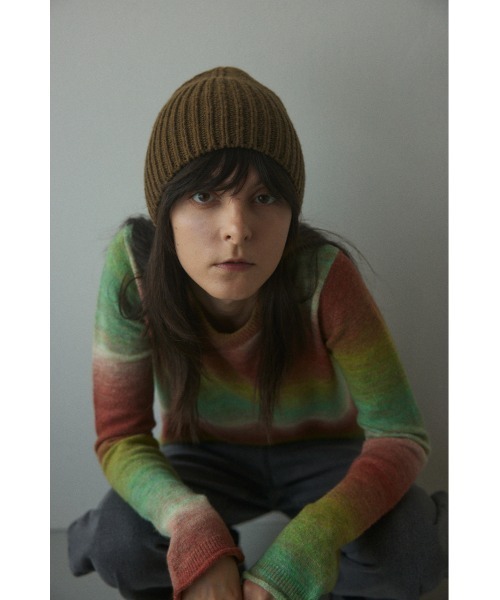 BLACK BY MOUSSY(ブラックバイマウジー)の「knit hat(ニットハット)(ニットキャップ/ビーニー・レディース・ブラック/カーキ/グレー/パープル・FREE)」の15枚目の写真