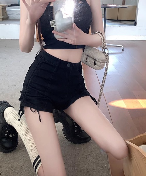 デニム ショートパンツ 紐 ココマーク dl-1901_1a.jpg