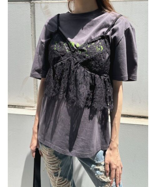 EVRIS(エヴリス)の「【WEB限定】レースビスチェSETTシャツ(Tシャツ/カットソー・レディース・グレー/ホワイト・FREE)」の14枚目の写真