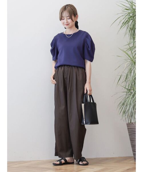 AMERICAN HOLIC（アメリカンホリック）の「接触冷感タックスリーブ5分袖カットプルオーバー（Tシャツ/カットソー・レディース・オフホワイト/ブラック/パープル・M/L）」の19枚目の写真