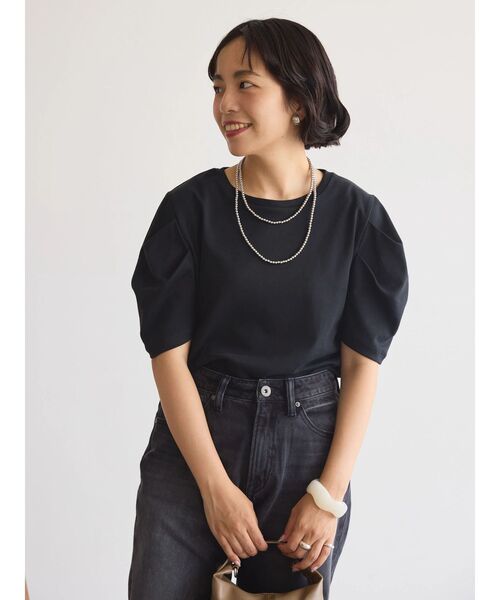 AMERICAN HOLIC（アメリカンホリック）の「接触冷感タックスリーブ5分袖カットプルオーバー（Tシャツ/カットソー・レディース・オフホワイト/ブラック/パープル・M/L）」の21枚目の写真