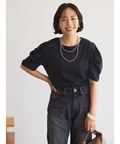 AMERICAN HOLIC（アメリカンホリック）の「接触冷感タックスリーブ5分袖カットプルオーバー（Tシャツ/カットソー・レディース・オフホワイト/ブラック/パープル・M/L）」の22枚目の写真