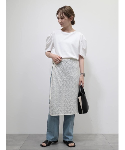 AMERICAN HOLIC（アメリカンホリック）の「接触冷感タックスリーブ5分袖カットプルオーバー（Tシャツ/カットソー・レディース・オフホワイト/ブラック/パープル・M/L）」の7枚目の写真