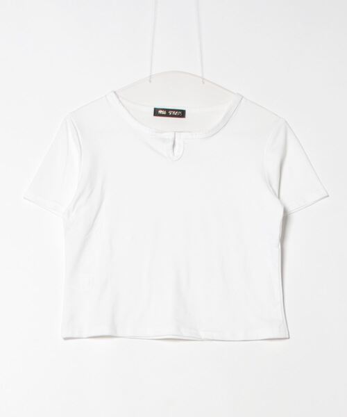 FREE STYLISTS（フリー スタイリスト）の「スリットネック  ショート丈Tシャツ（Tシャツ/カットソー・レディース・グレー/ブラック/ホワイト・L/M/XL）」の22枚目の写真